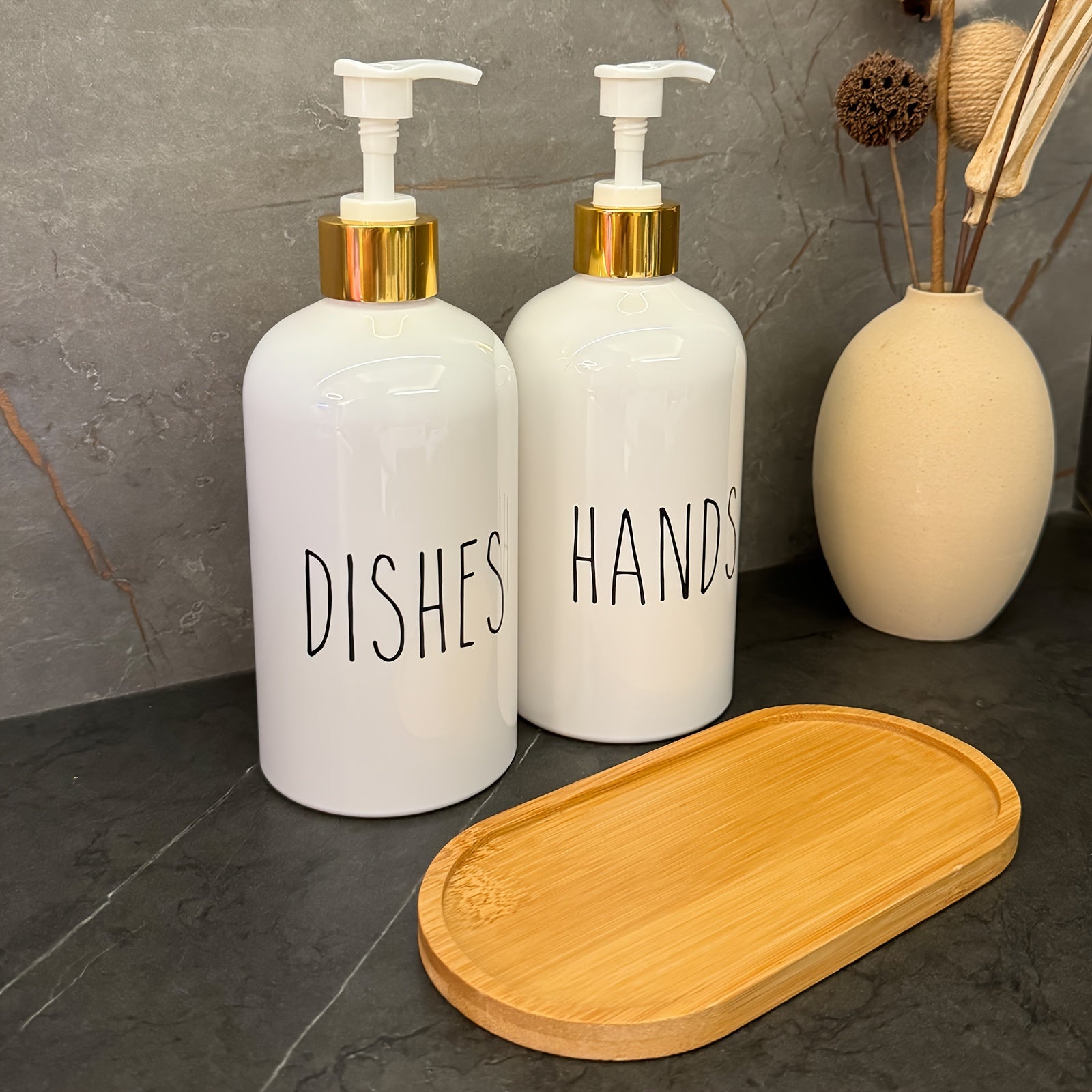 Dispensadores de Jabón Gráficos para Cocina y Baño, Juego de 2