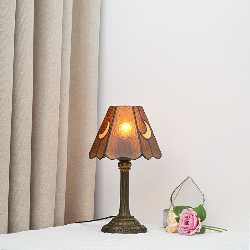 Luz de Mesa Retro para Dormitorio, Decoración de Vidrio Tiffany