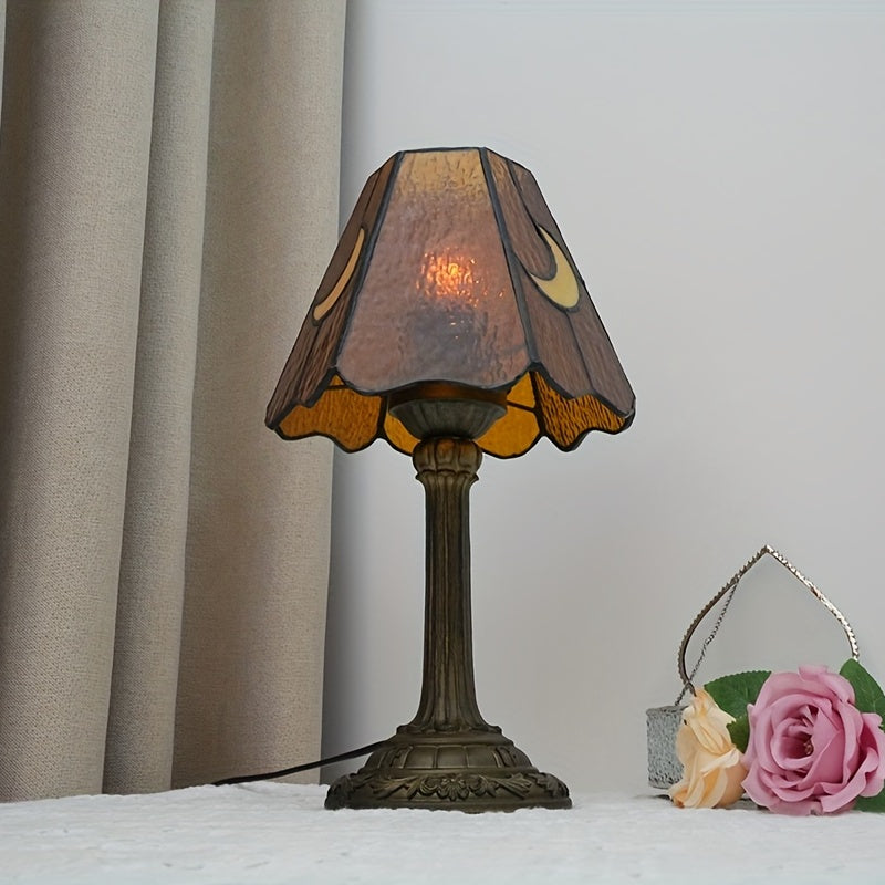 Luz de Mesa Retro para Dormitorio, Decoración de Vidrio Tiffany