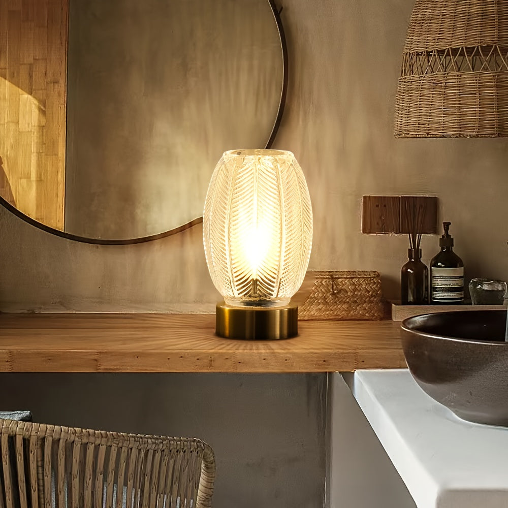 Lámpara de Mesa a Pilas con Temporizador, Luz Decorativa de Vidrio