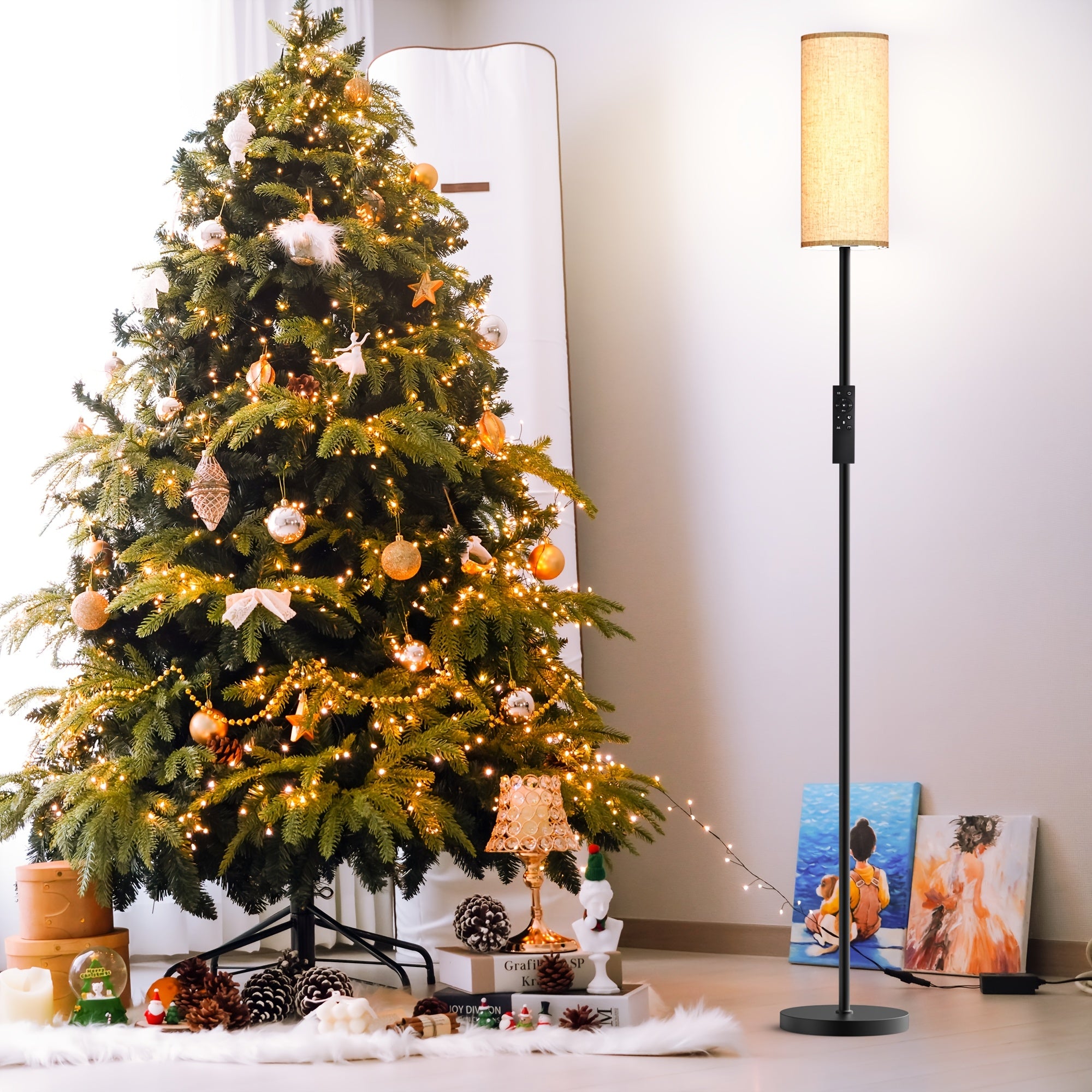 Lámpara de Pie con Control Remoto y Bombilla LED Incluida