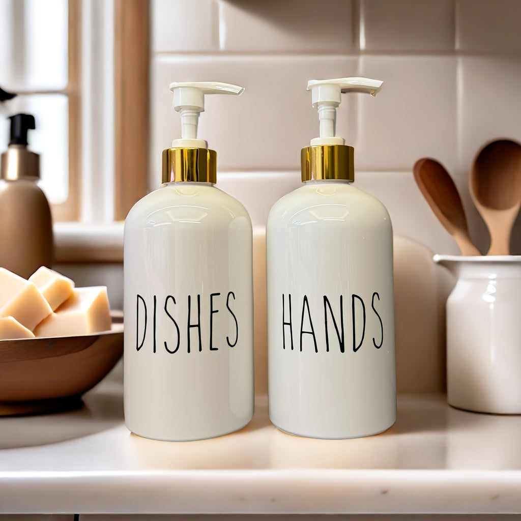 Dispensadores de Jabón Gráficos para Cocina y Baño, Juego de 2