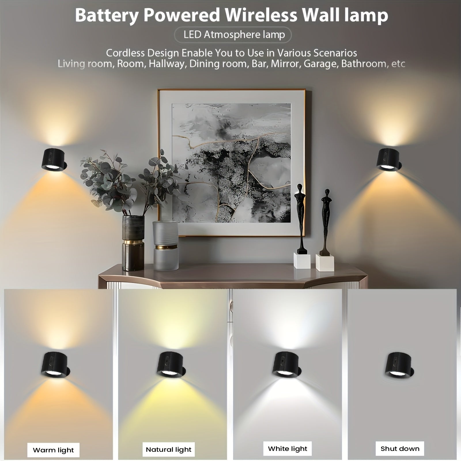 Luz de pared inteligente, control táctil y remoto, recargable