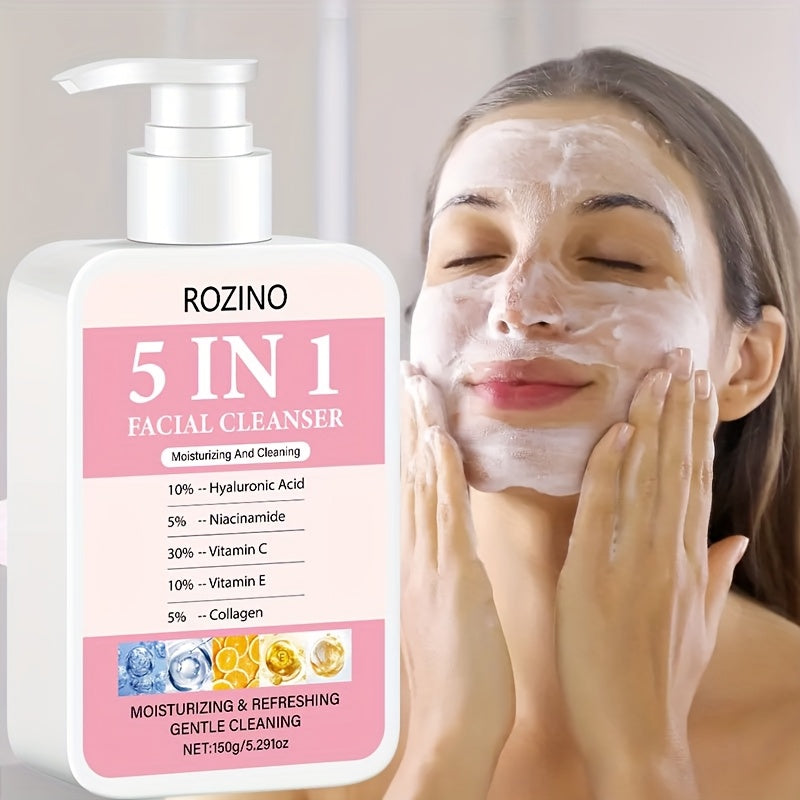 Limpiador Facial 5 en 1 ROZINO, 150g - Hidratante y Refrescante