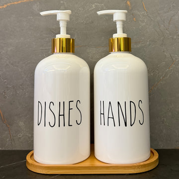 Dispensadores de Jabón Gráficos para Cocina y Baño, Juego de 2