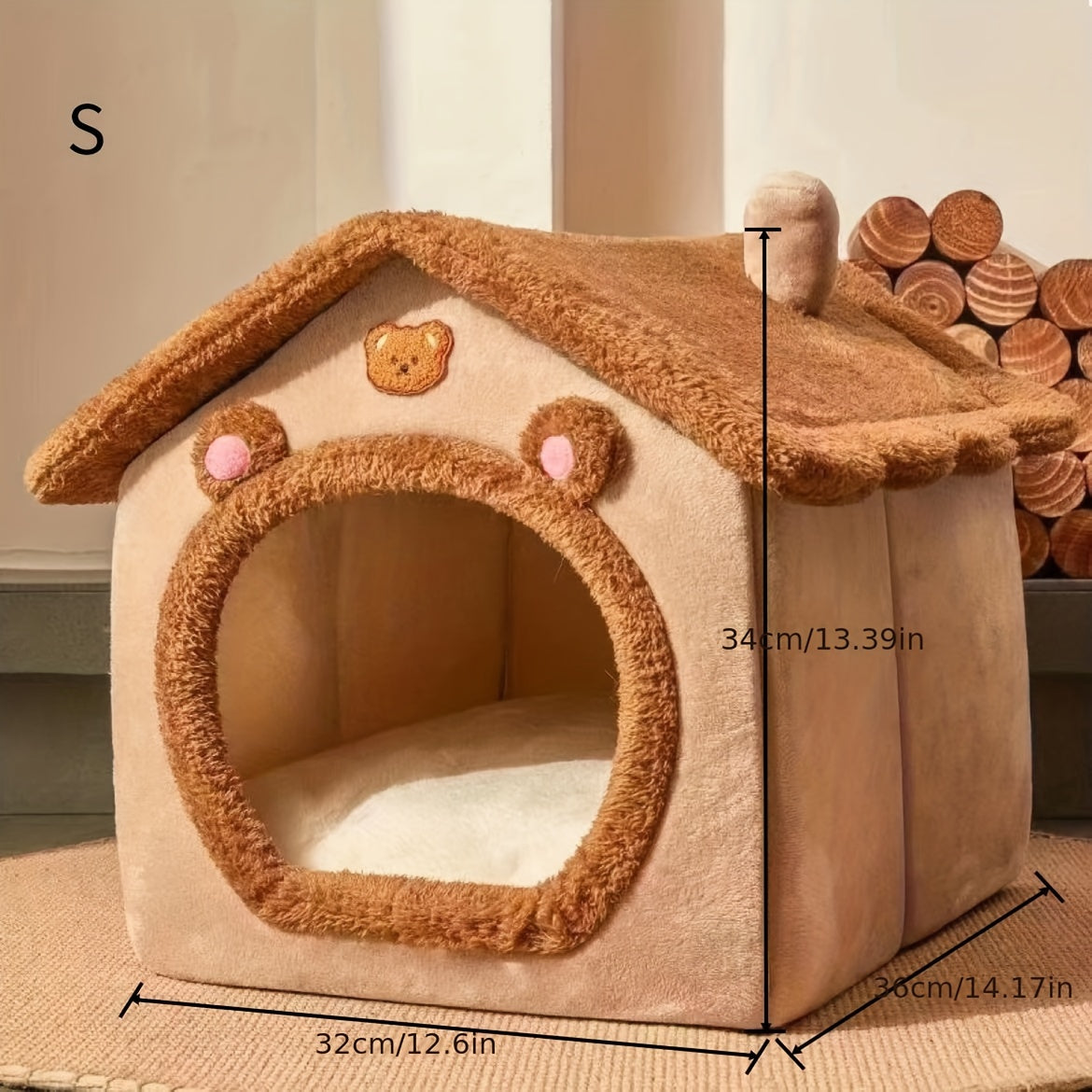 Cama Cueva para Gatos y Perros, Lavable y Cálida