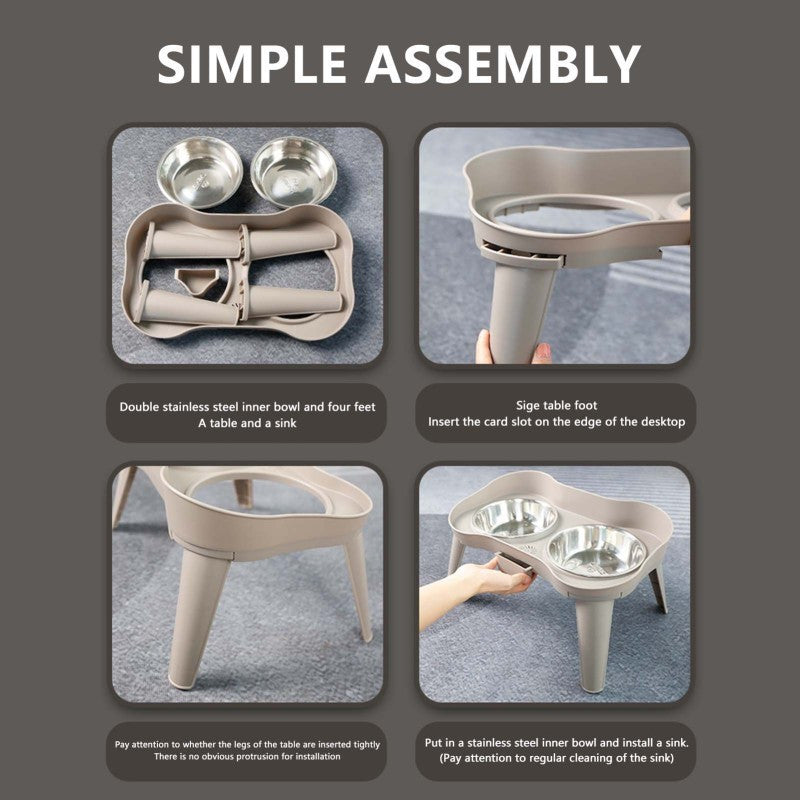 Comedero Elevado de Acero Inoxidable Antideslizante para Mascotas (M)