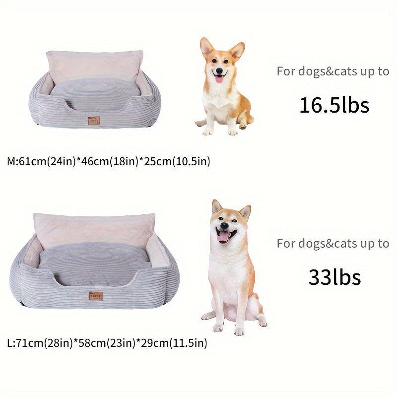 Cama de Corduroy para Mascotas Pequeñas - Lavable y Cómoda