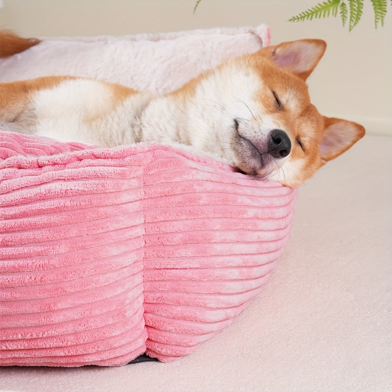 Cama de Corduroy para Mascotas Pequeñas - Lavable y Cómoda
