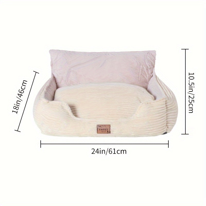 Cama de Corduroy para Mascotas Pequeñas - Lavable y Cómoda