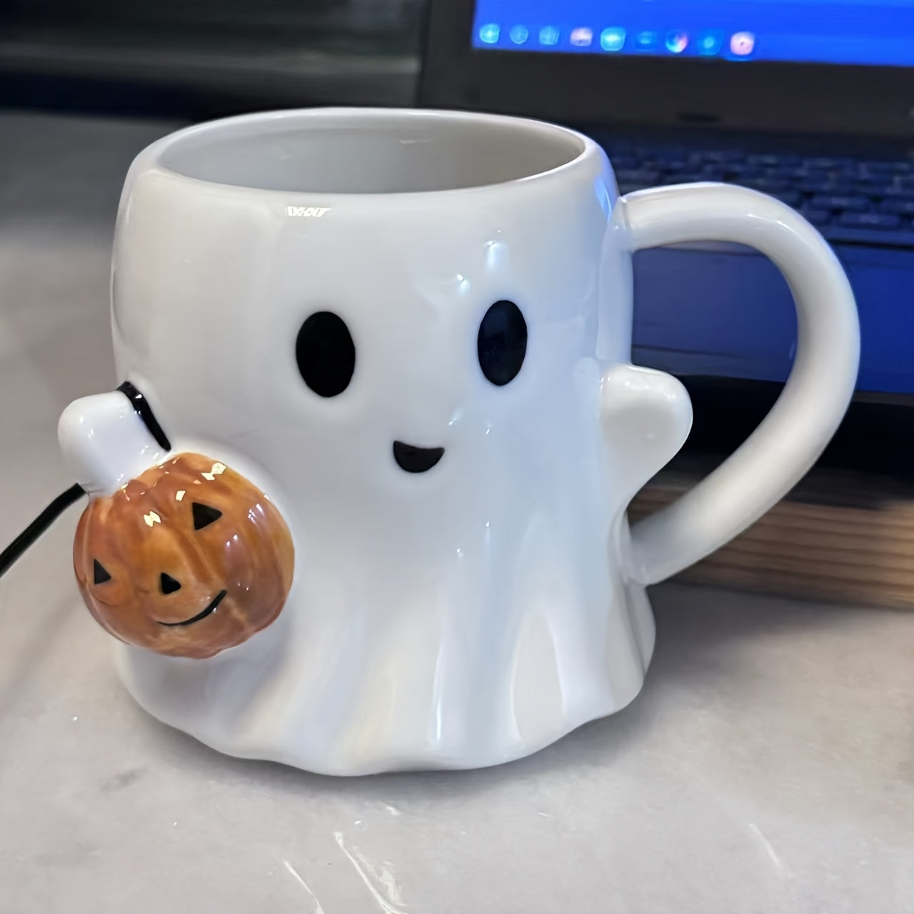 Taza de Cerámica Halloween 600ml Calabaza y Fantasma