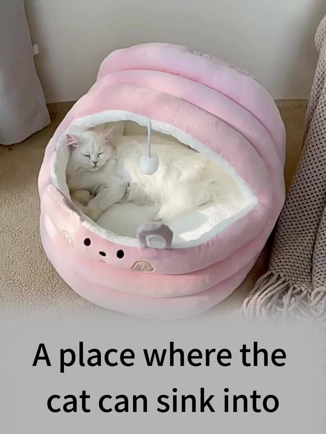 Cama para gatos de interior con cojín lavable y antideslizante