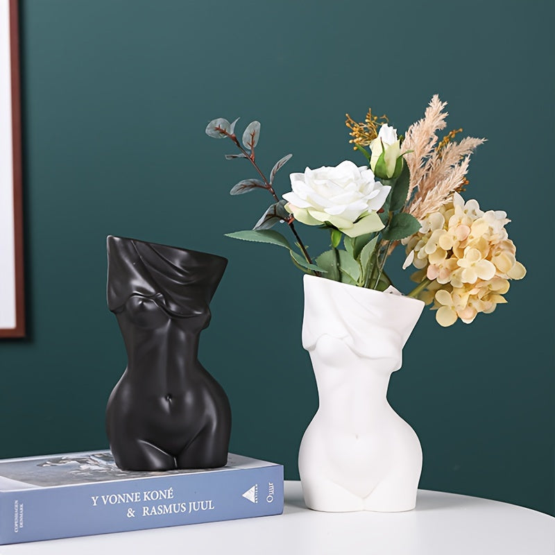 Jarrón de Resina Creativo, Diseño Escultural Humano, Decoración Nórdica