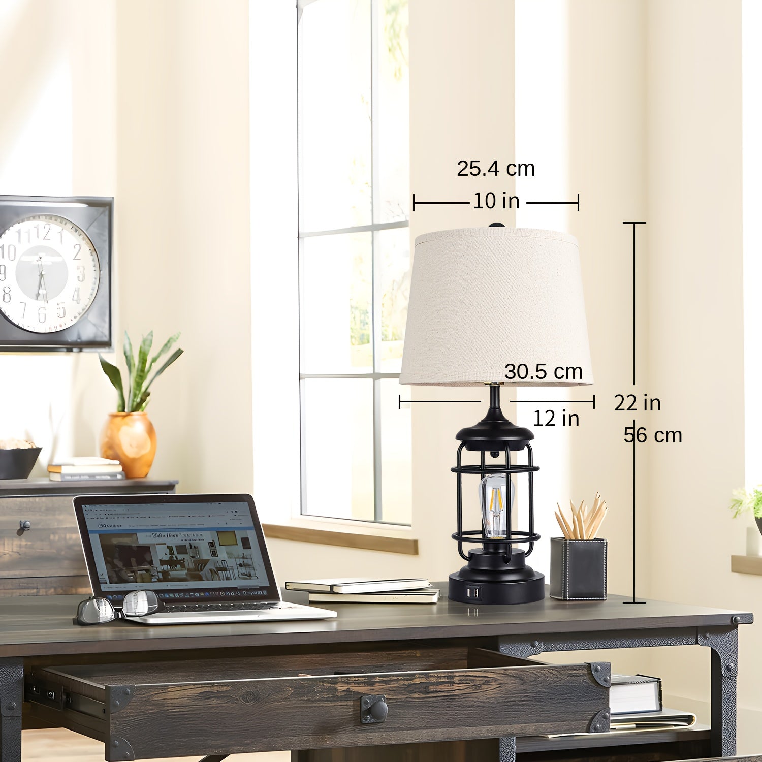 Set de 2 Lámparas de Mesa con 4 Bombillas LED, Luz Regulable