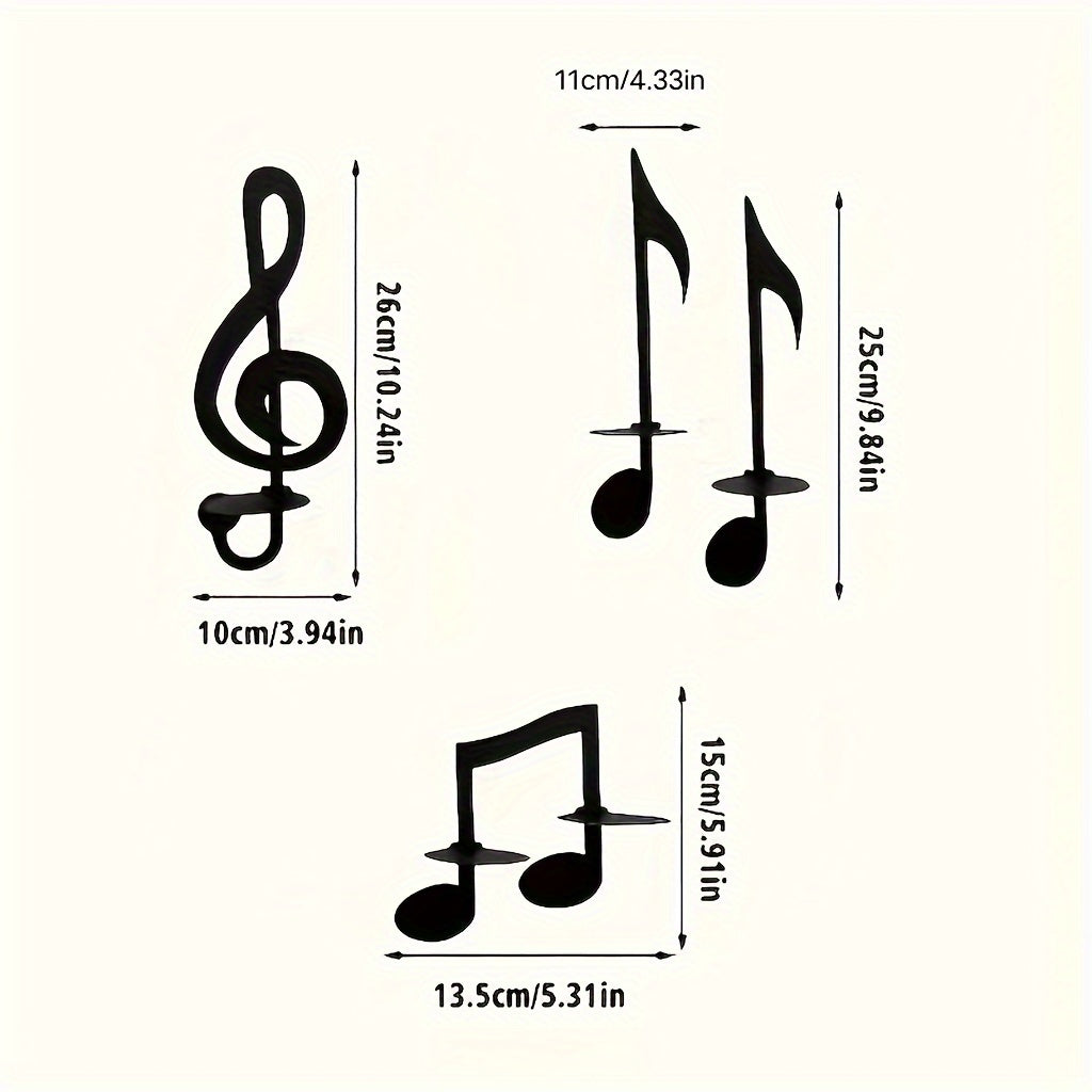 Set de 4 Portavelas de Pared Notas Musicales para Decoración