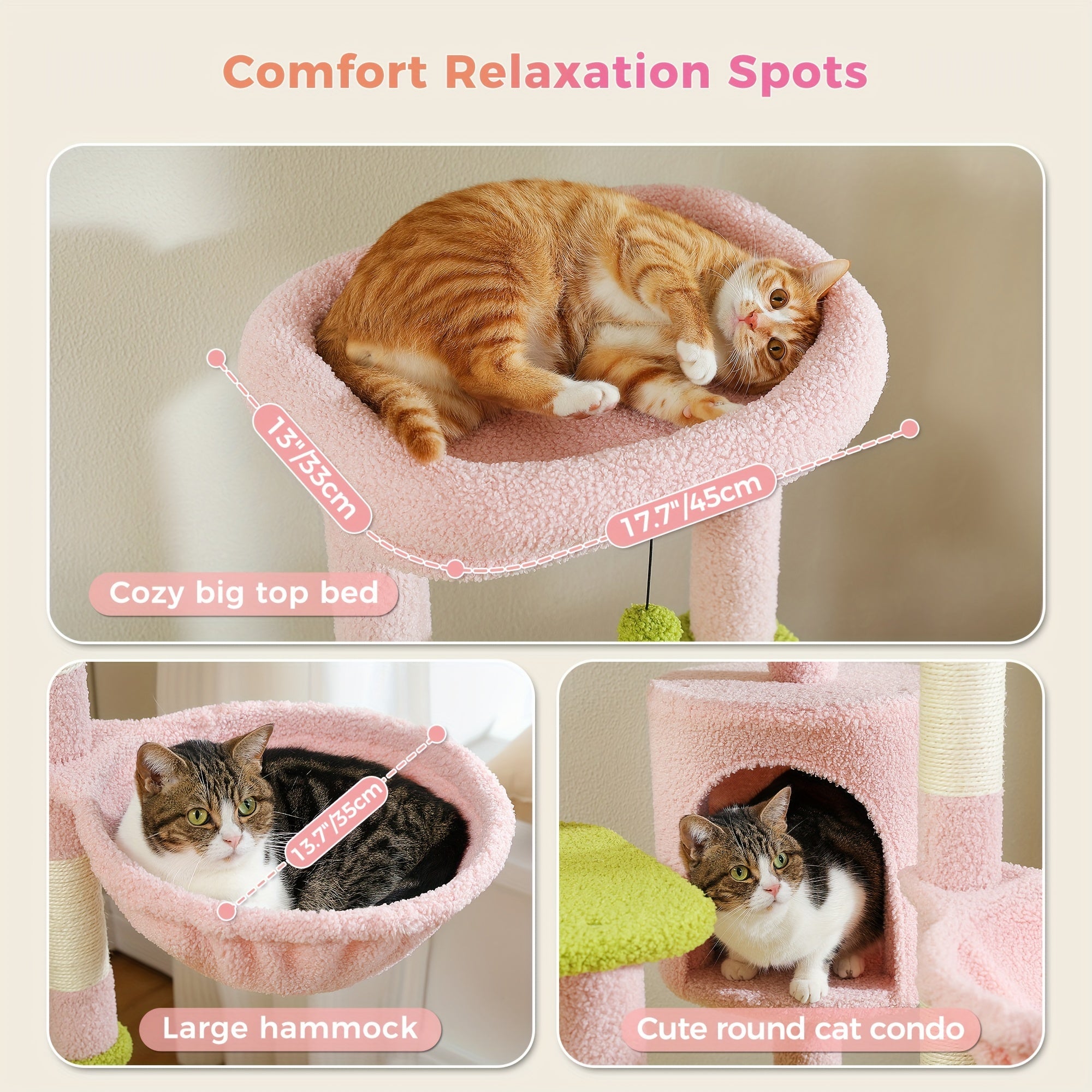 Árbol para Gatos de Diseño Floral con Hamaca y Rascador