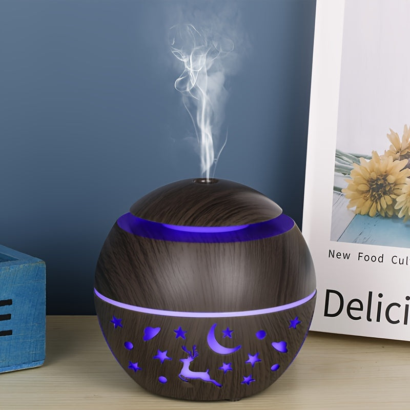 Humidificador Aromático USB con Diseño de Madera para Hogar y Oficina
