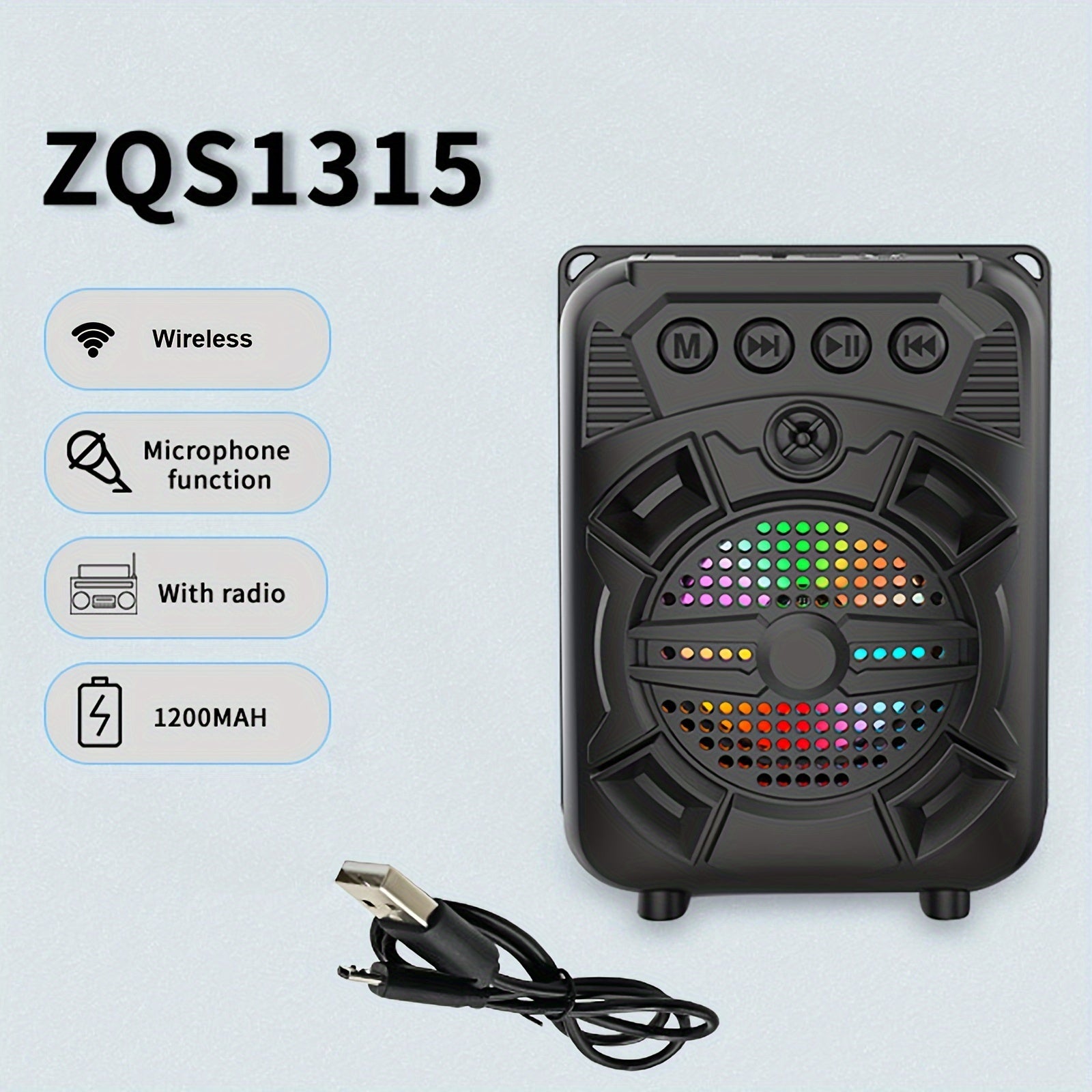 Altavoz Inalámbrico Portátil 5W con Luz RGB y TWS, Modelo ZQS1315