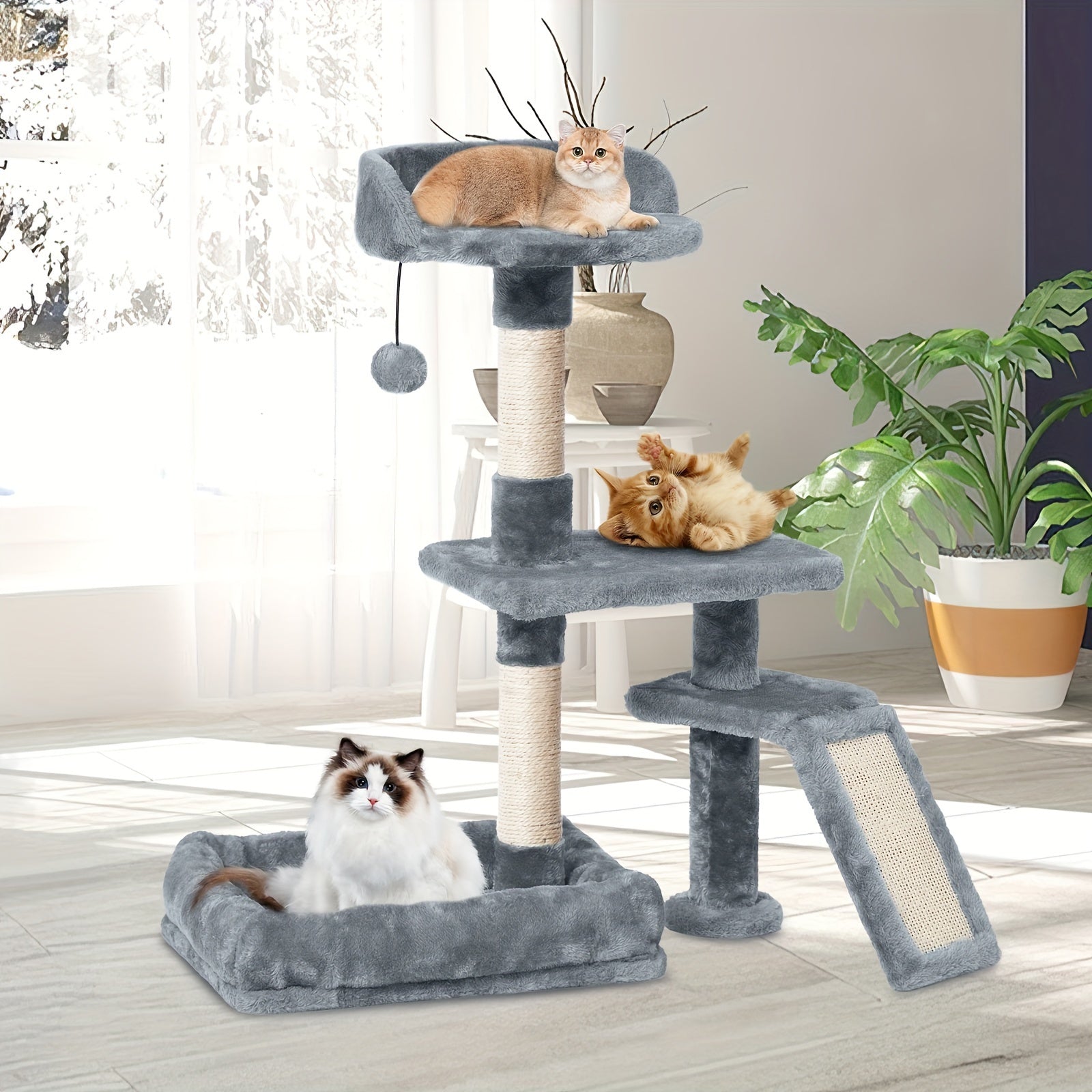 Árbol para Gatos de Interior, Mueble Moderno Multinivel
