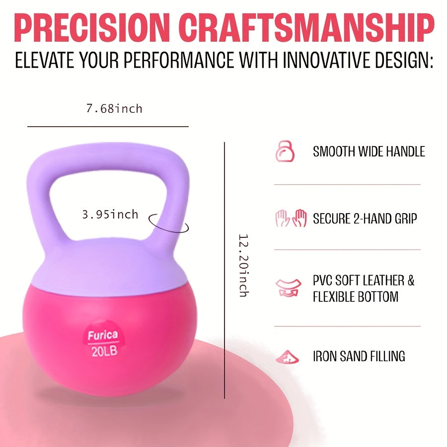 Kettlebell Rojo Suave de Polietileno 5-30LB para Fitness en Casa