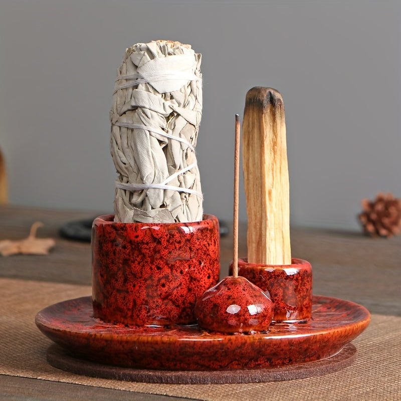 Quemador de Incienso 4 en 1 de Cerámica para Aromaterapia y Decoración