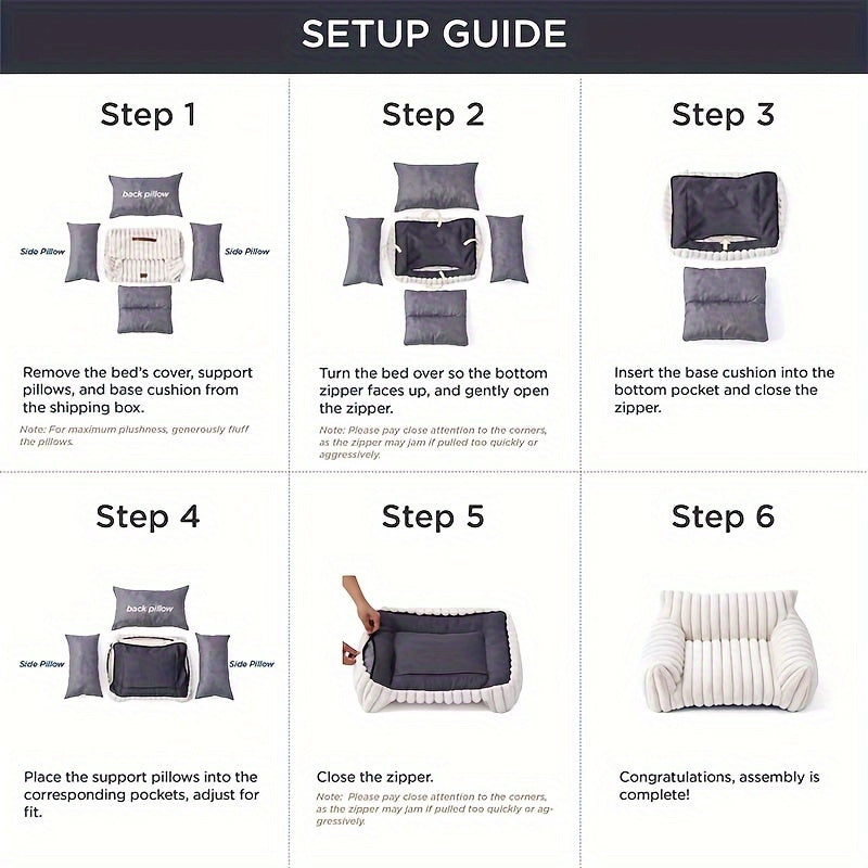 Cama Sofá para Mascotas con Funda Lavable, Tela de Felpa