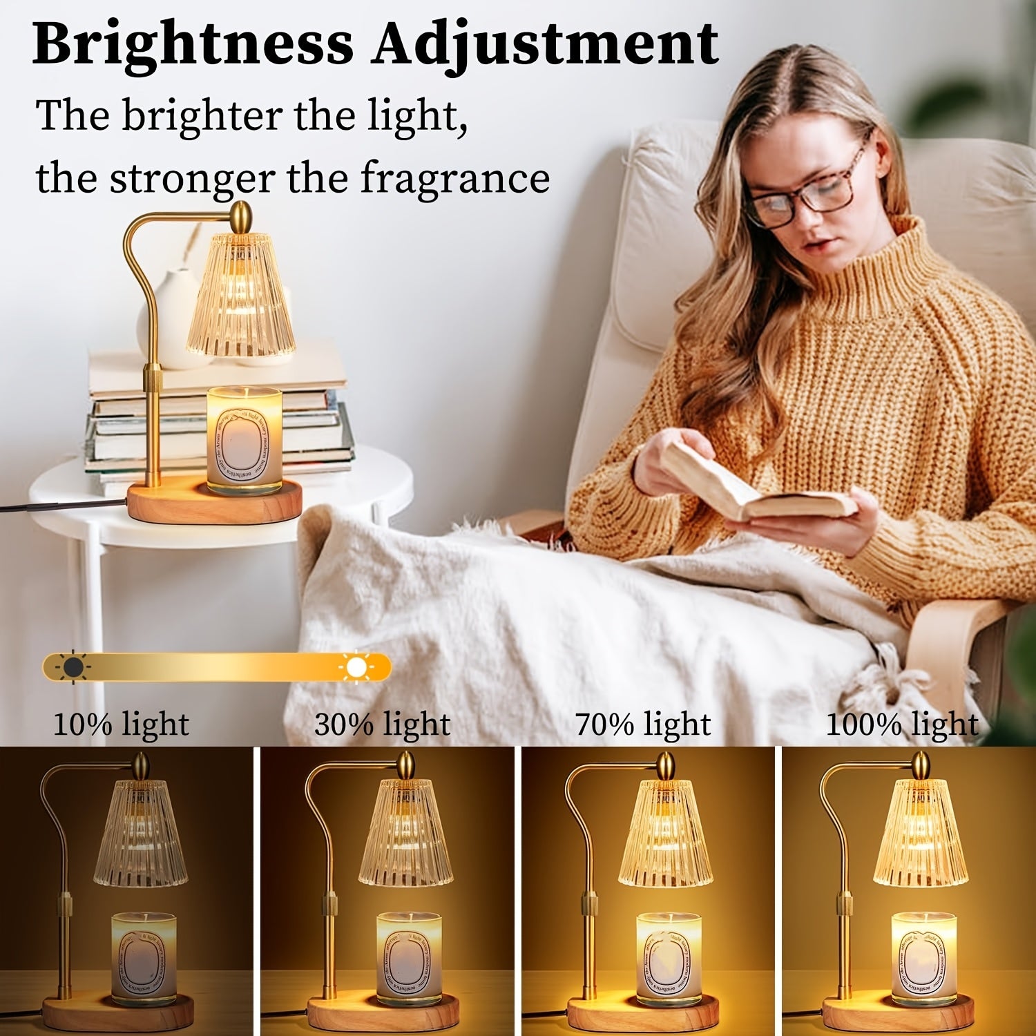 Lámpara Calienta Velas Ajustable con Temporizador, Decoración Hogar