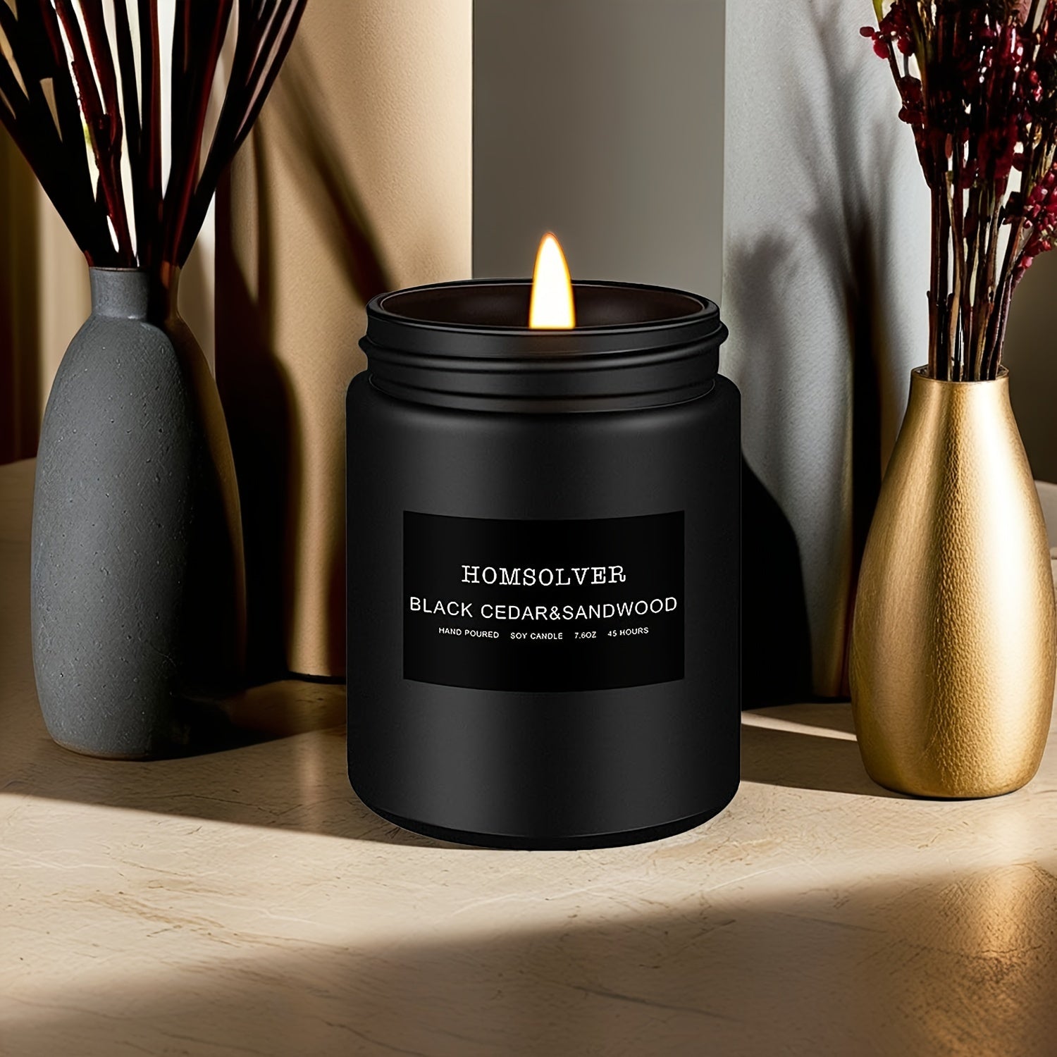 Vela Aromática de Cedro Negro y Sándalo, 50 Horas de Duración