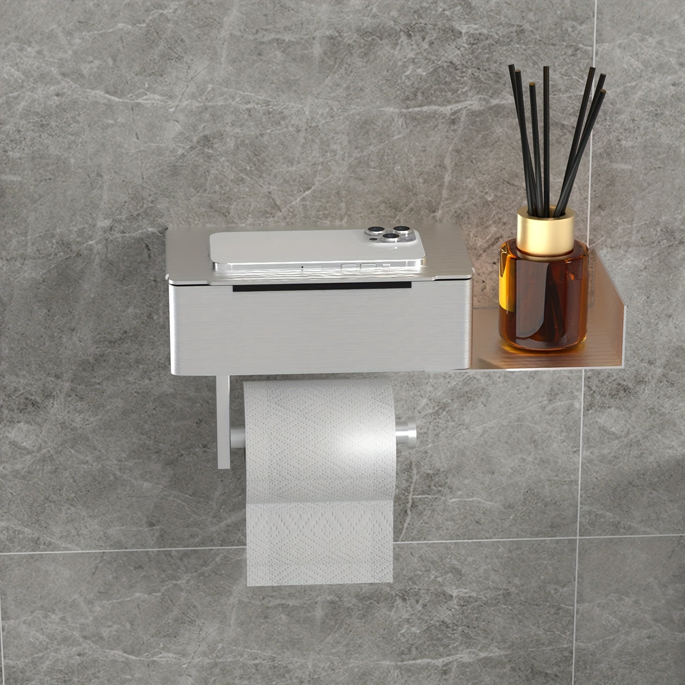 Portarrollos de Papel Higiénico con Caja para Toallitas, Montaje en Pared