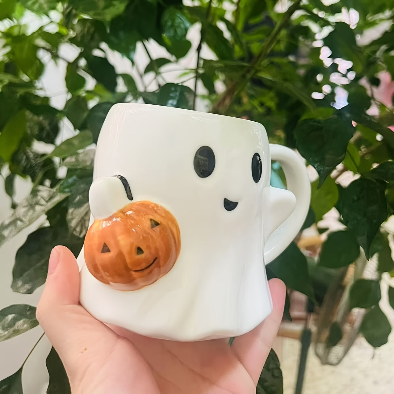 Taza de Cerámica Halloween 600ml Calabaza y Fantasma