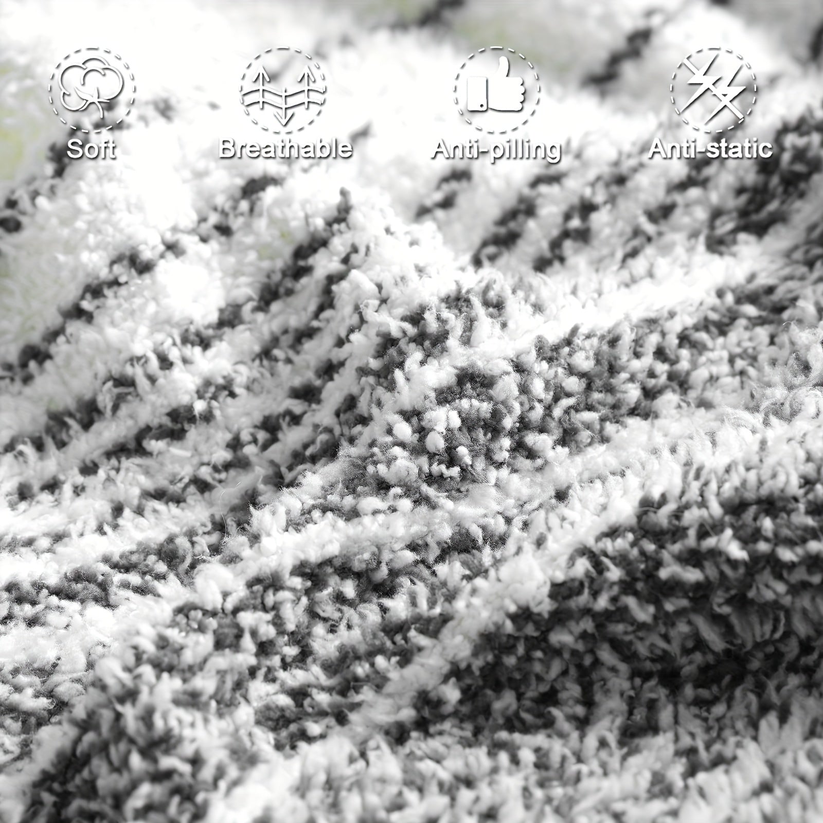 Manta Texturizada Negra con Flecos para Sofá y Cama