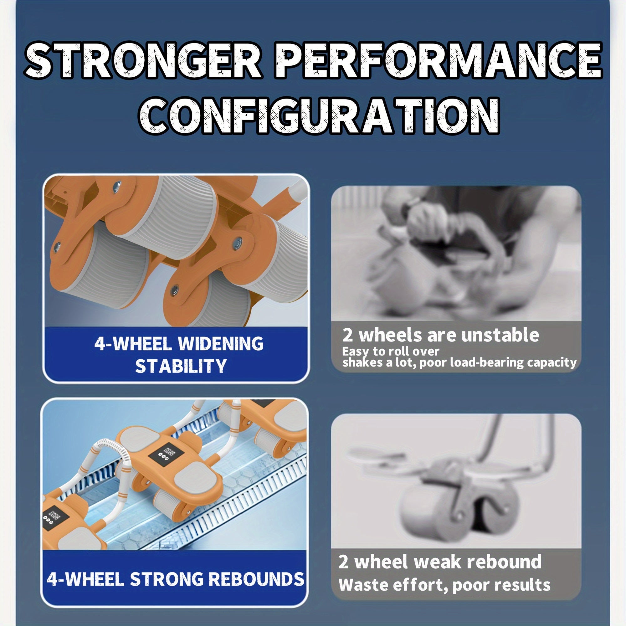 Rueda Abdominal con Soporte de Codos y Rebote Automático