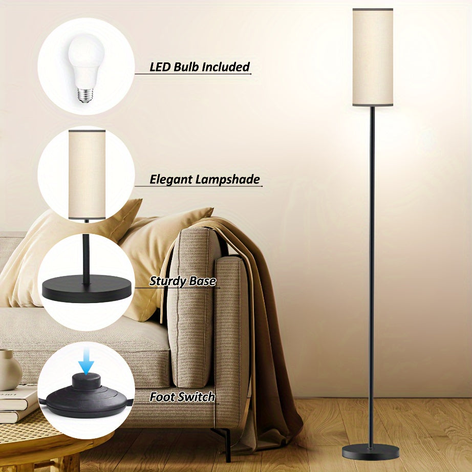 Lámpara de Pie con Control Remoto y Bombilla LED Incluida