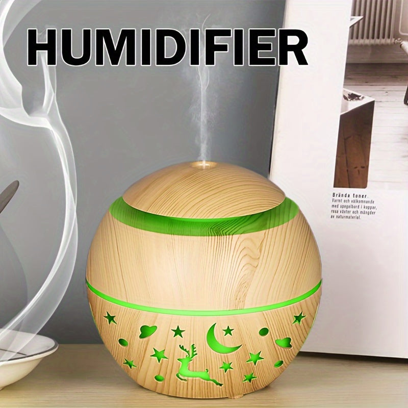 Humidificador Aromático USB con Diseño de Madera para Hogar y Oficina