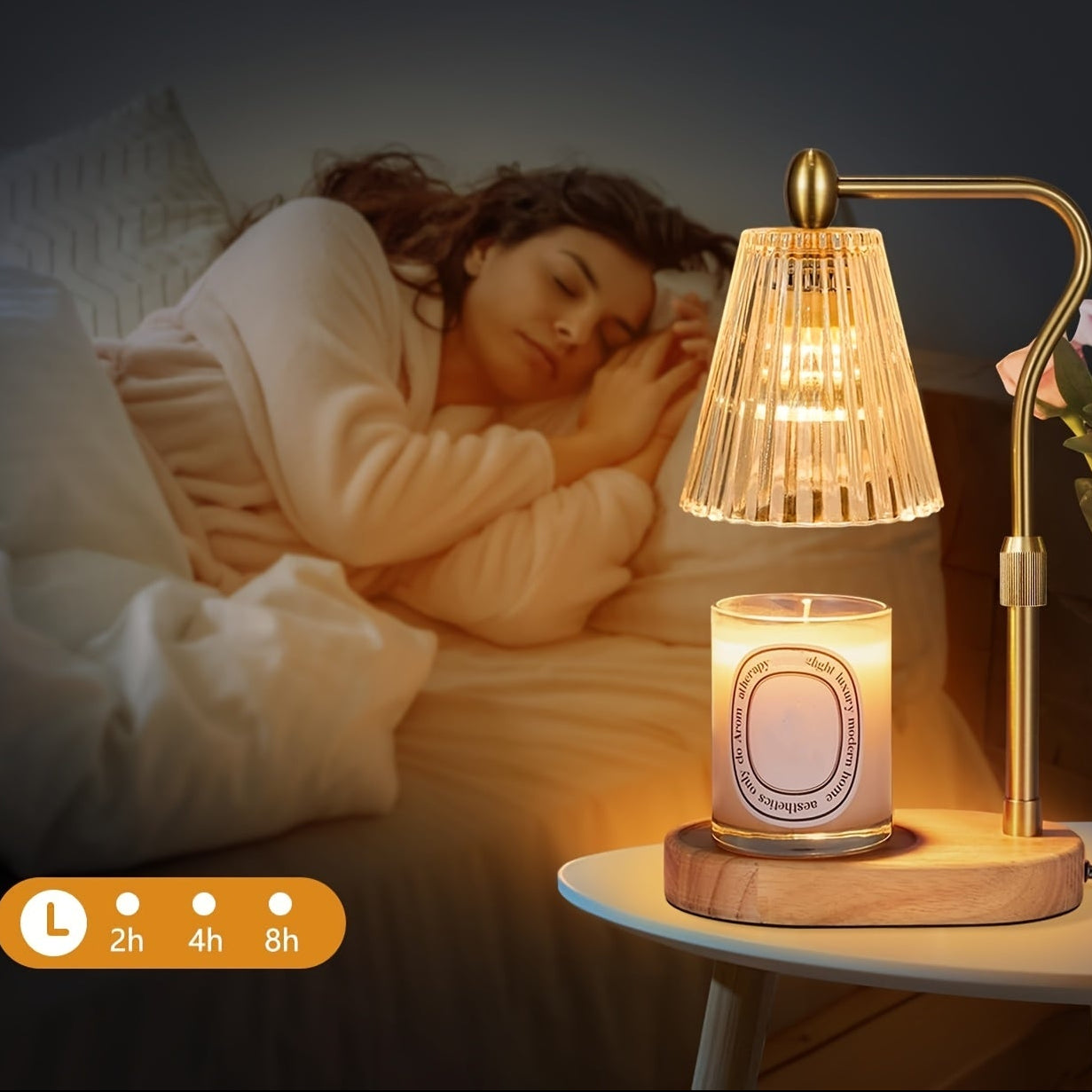 Lámpara Calienta Velas Ajustable con Temporizador, Decoración Hogar