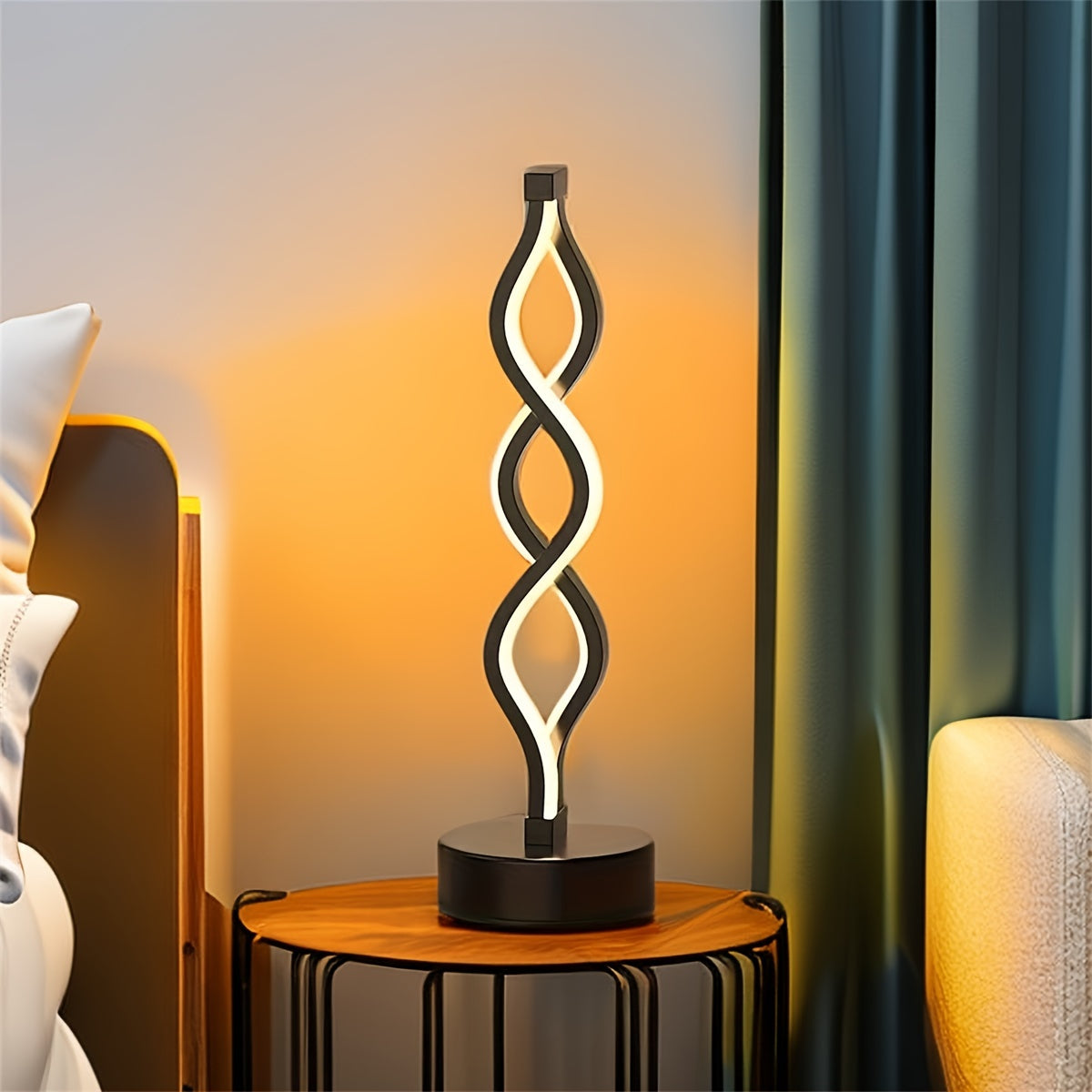 Lámpara de Mesa LED Espiral con Cambio de Color, USB