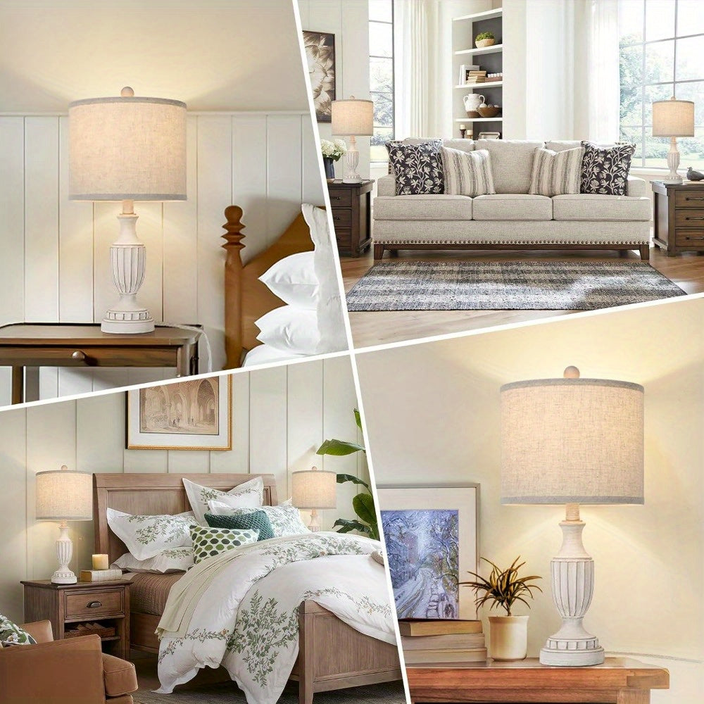 Set de 2 Lámparas de Mesa Rústicas con Pantalla de Lino