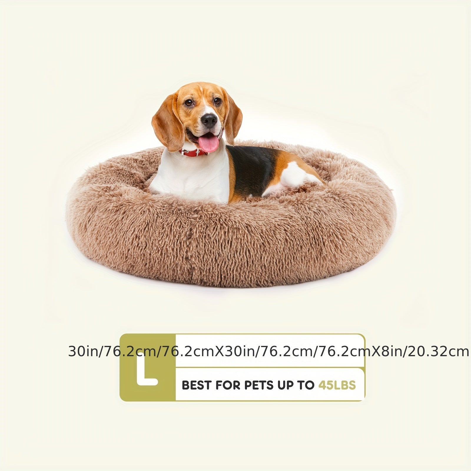 Cama Calmante para Mascotas, Lavable y Suave, Color Camel