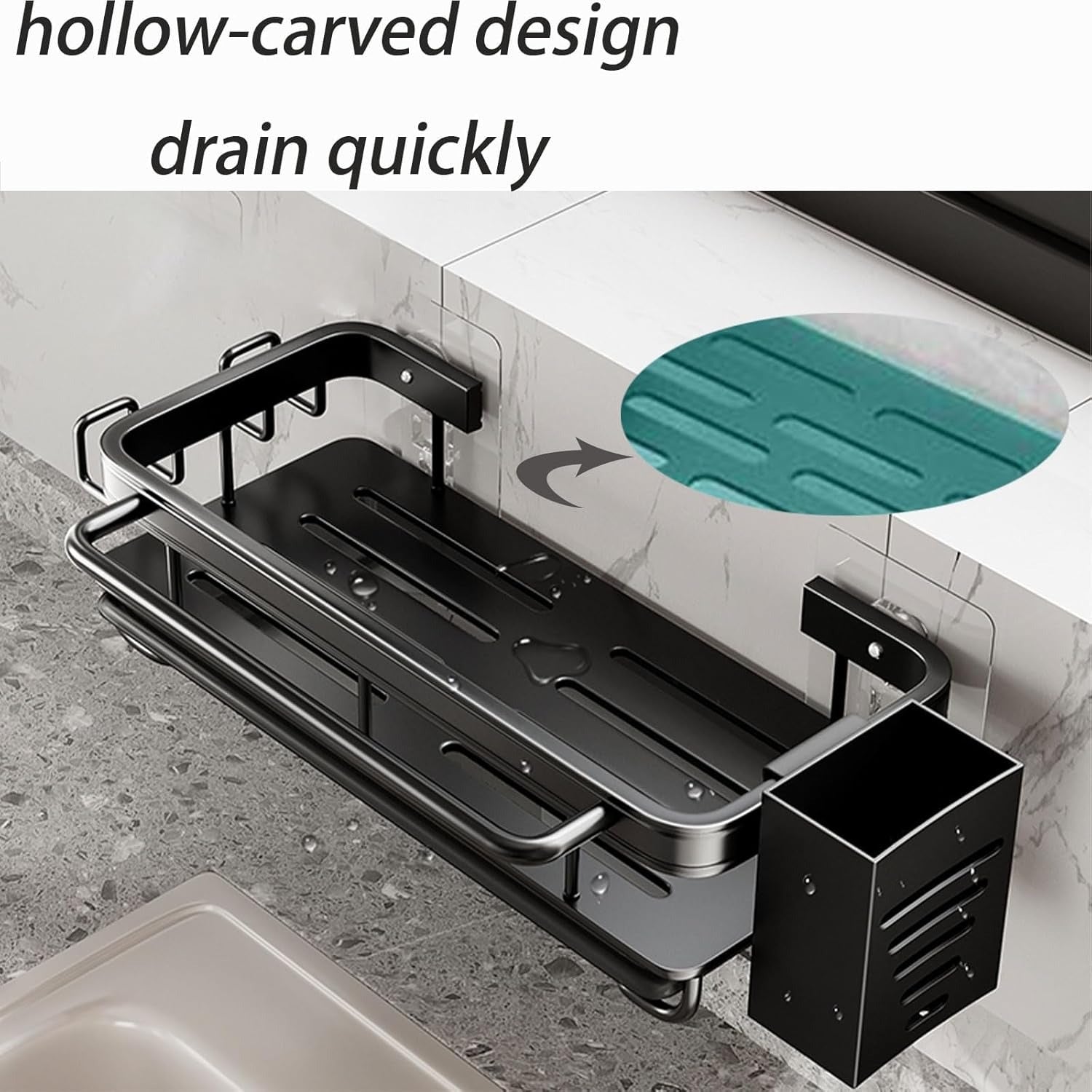 Organizador Metálico Bajo Fregadero con Estante Ajustable y Ganchos