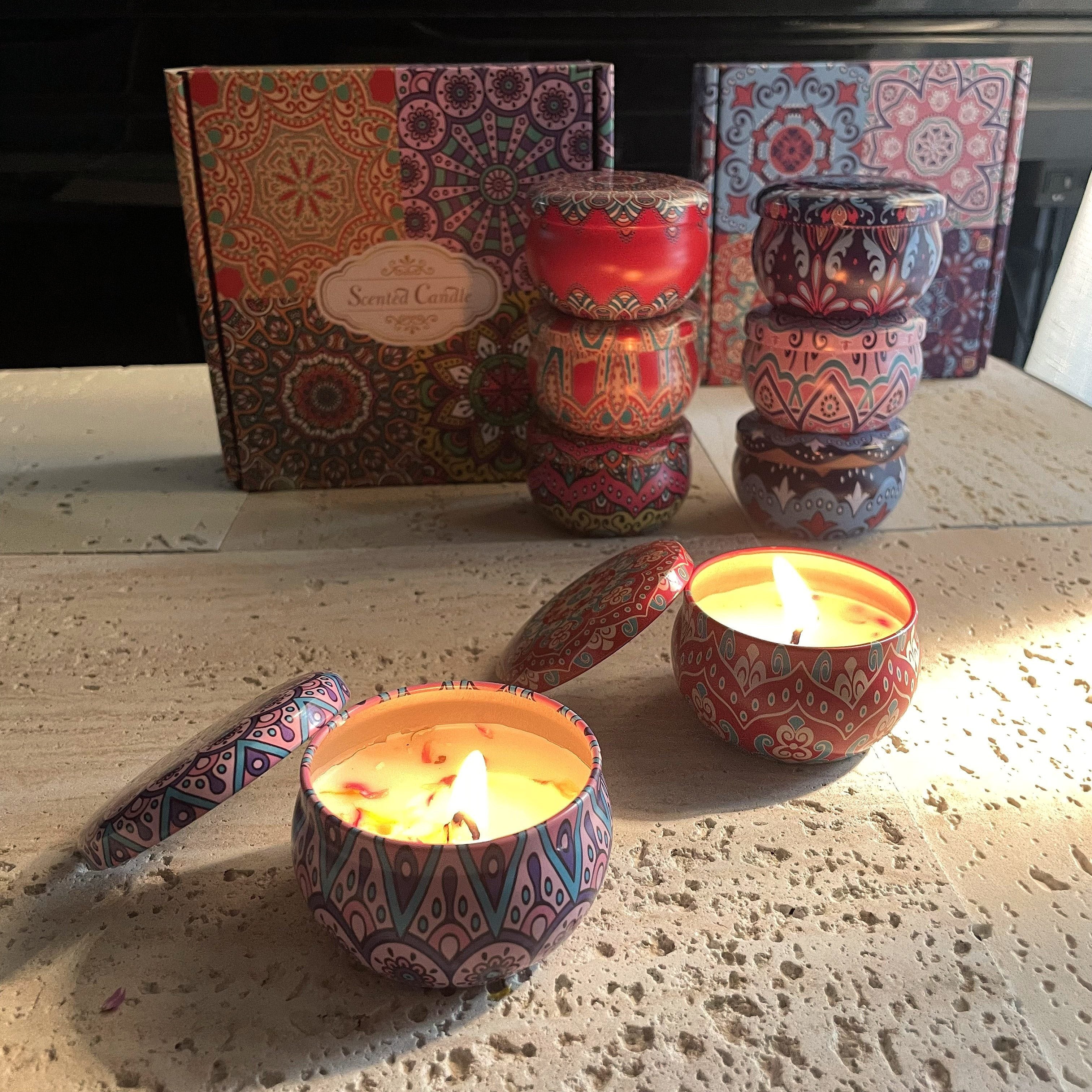 Set de Velas Aromáticas Bohemias con Estilo Mandala