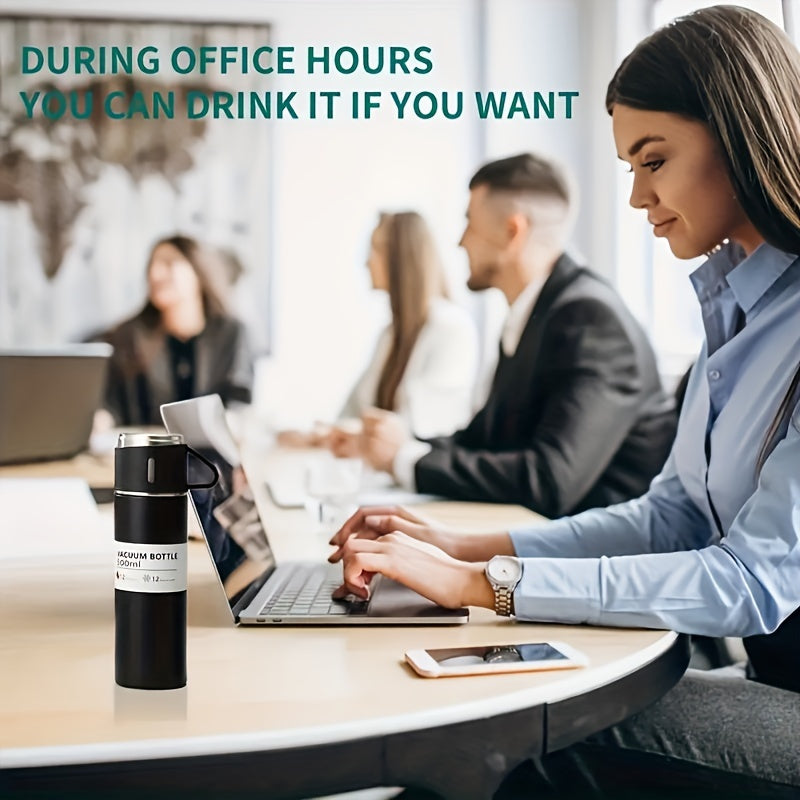 Set de Termo de Acero Inoxidable con Taza para Bebidas Calientes y Frías