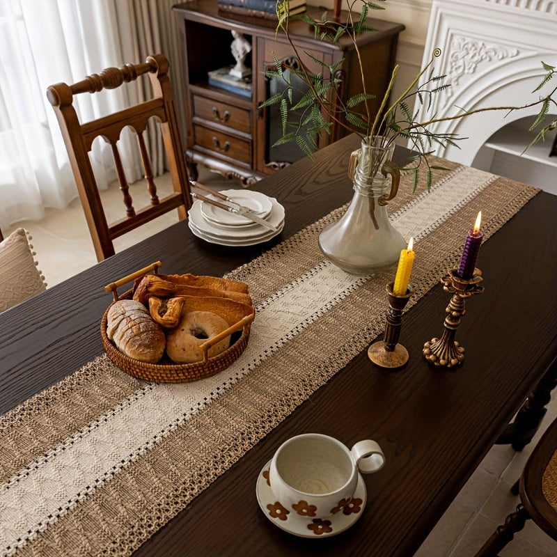 Camino de Mesa Vintage de Estilo Japonés en Poliéster