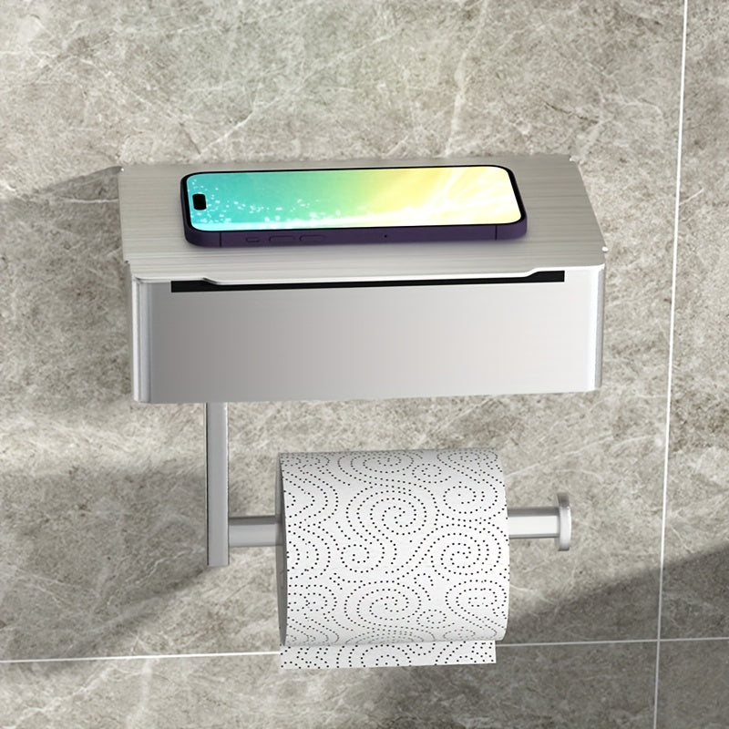 Portarrollos de Papel Higiénico con Caja para Toallitas, Montaje en Pared