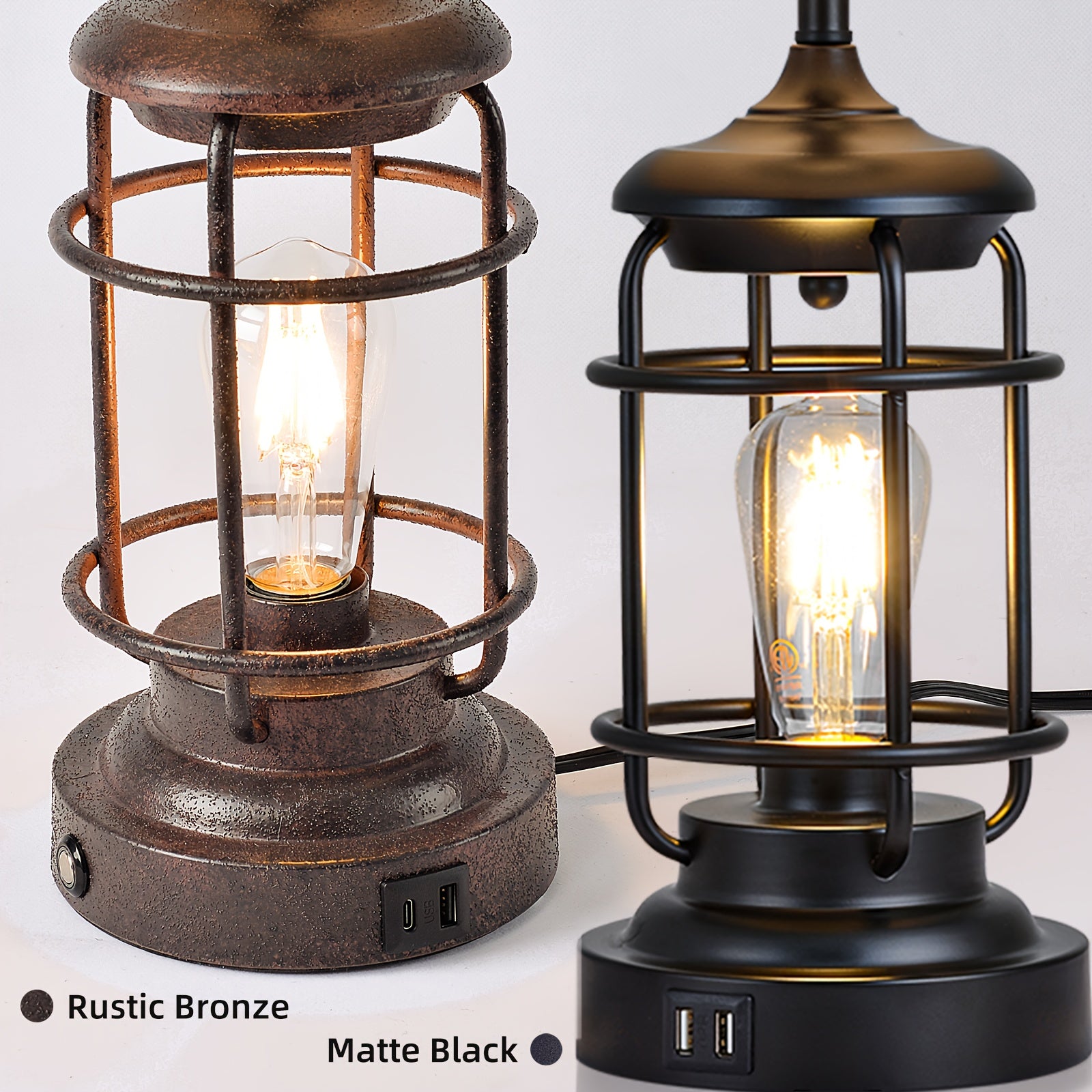 Set de 2 Lámparas de Mesa con 4 Bombillas LED, Luz Regulable