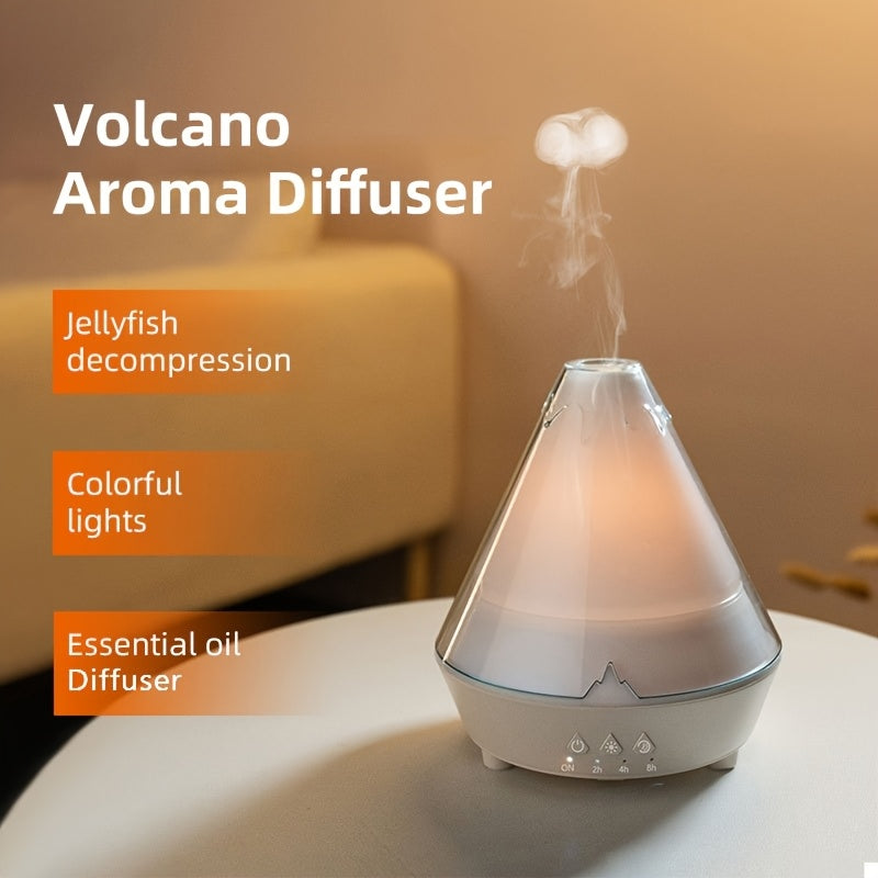 Difusor Aromático Volcán USB con Luz Ambiental para Hogar y Oficina
