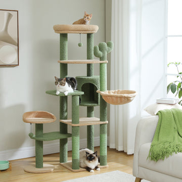 Árbol para Gatos de Diseño Floral con Hamaca y Rascador