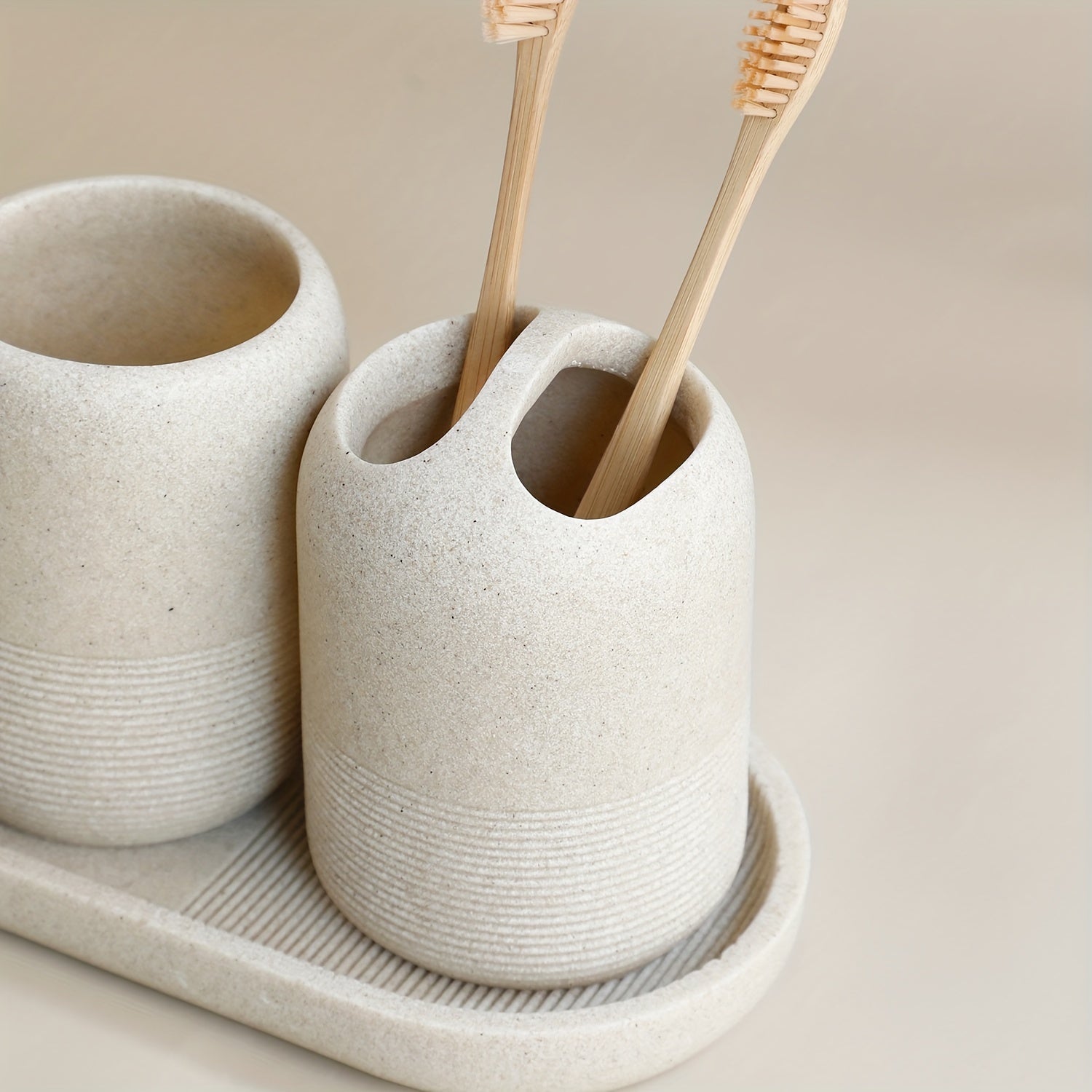 Set de Baño 5 Piezas: Dispensador, Vaso, Portacepillos, Jabonera, Bandeja