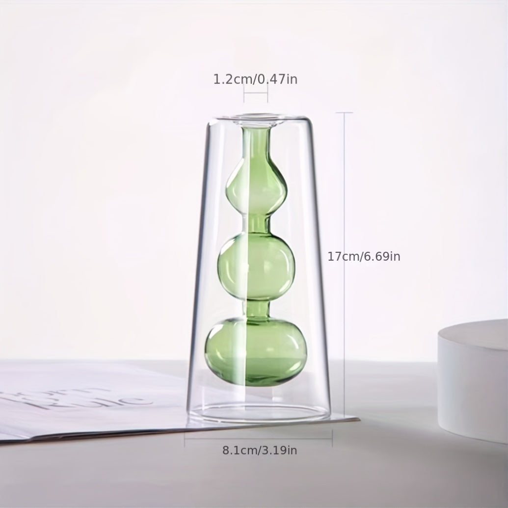 Jarrón de Vidrio Doble Estilo Nórdico Moderno para Aromaterapia y Flores