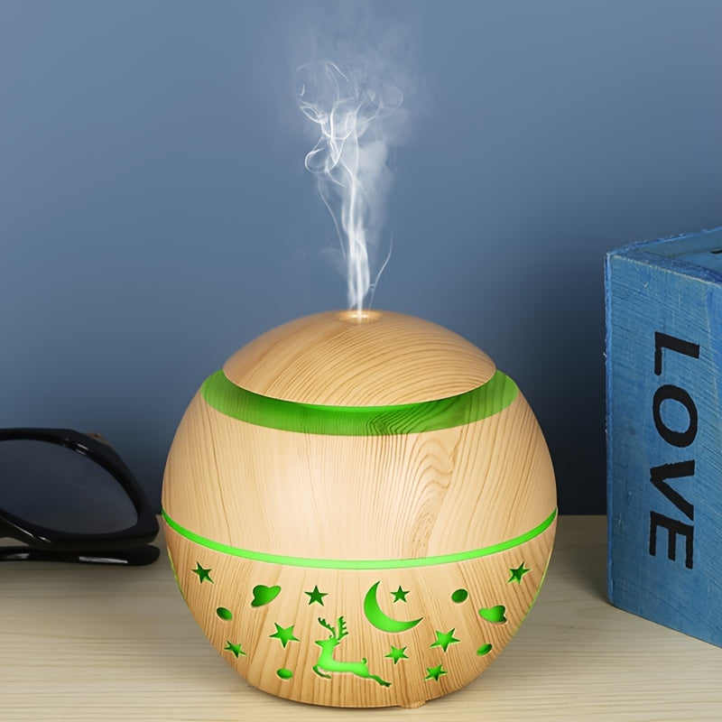 Humidificador Aromático USB con Diseño de Madera para Hogar y Oficina