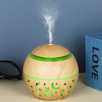 Humidificador Aromático USB con Diseño de Madera para Hogar y Oficina